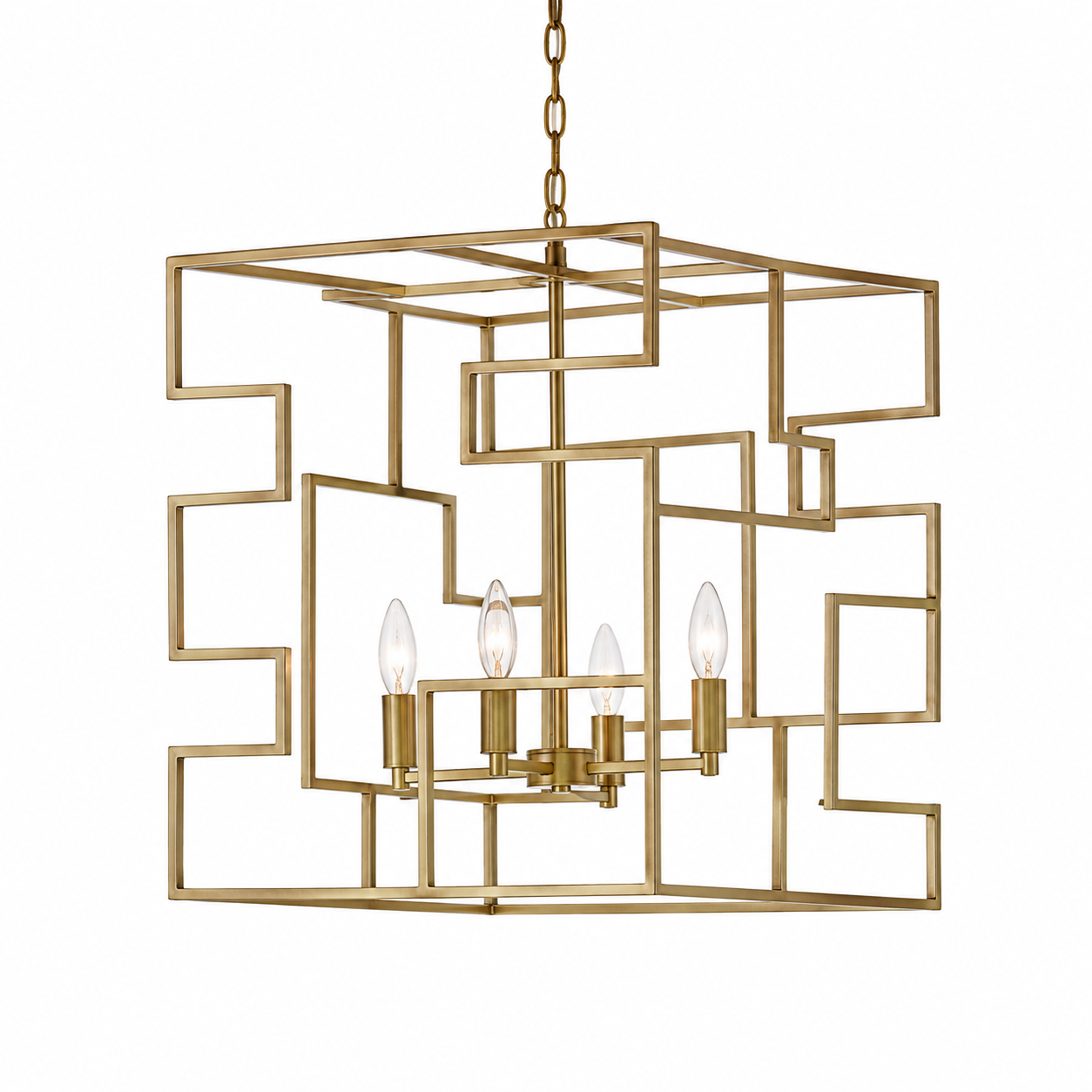 Puzzled Box Brass Leaf Finish Pendant Lamp