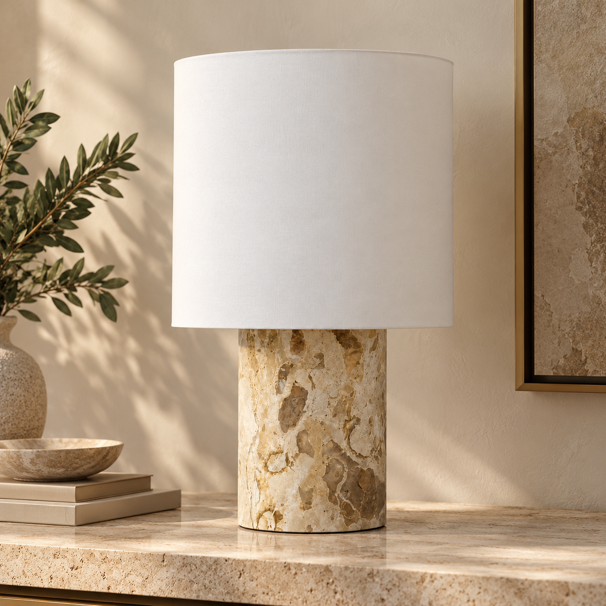 Grey Marble Table Lamp