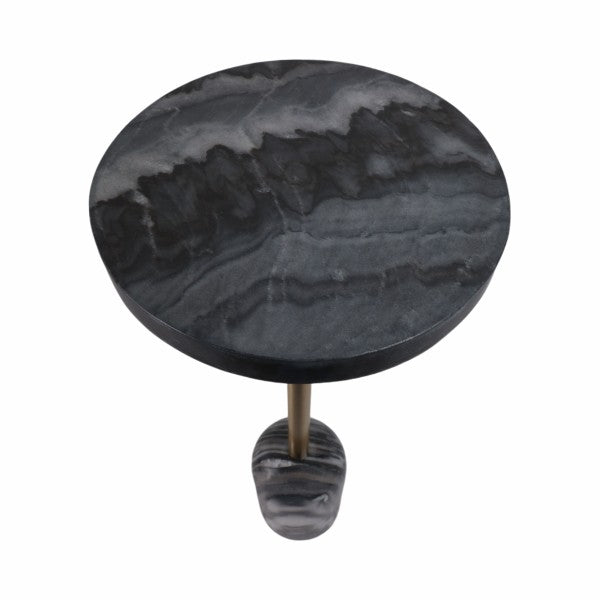 طاولة مشروبات بسطح رخام رمادي أنيق وقاعدة أنابيب MS