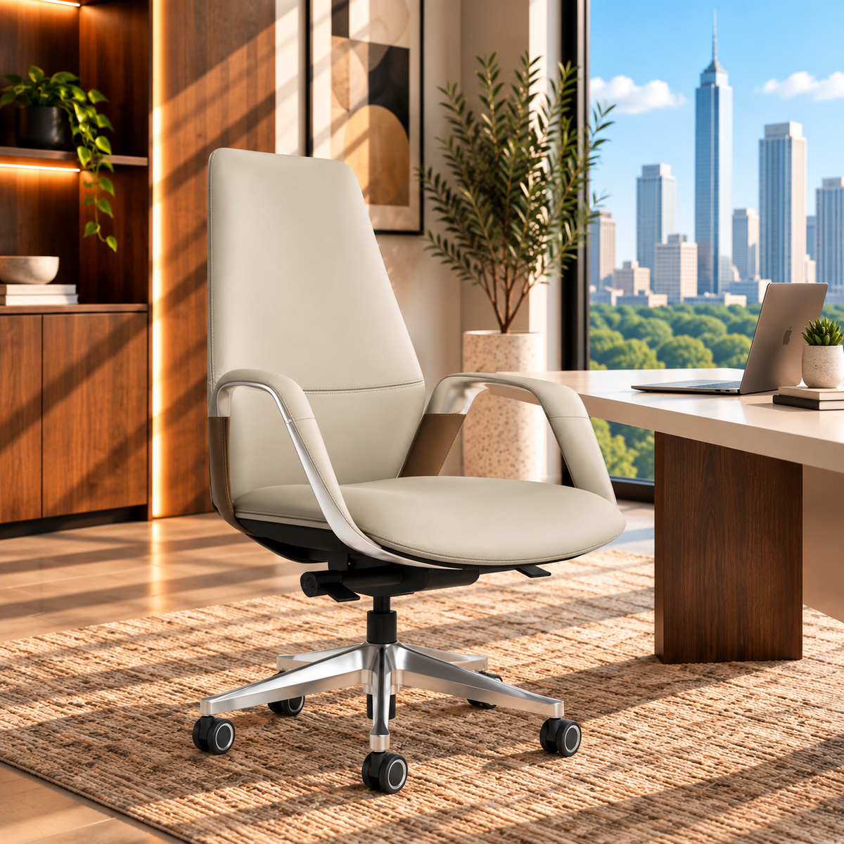 Medium back chair Cream Brown