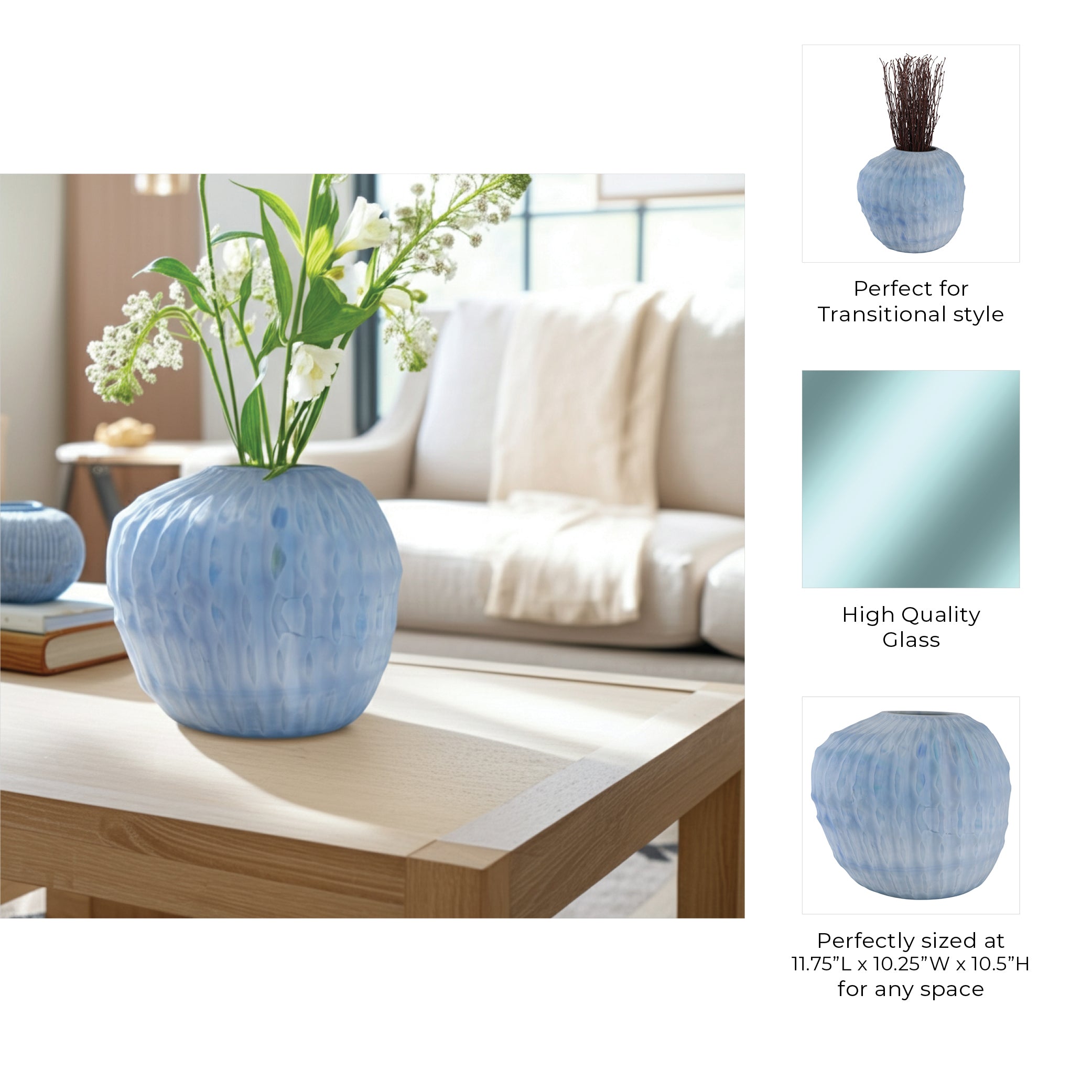 وارويك الزجاجية الزرقاء المنحوتة
 Warwick Blue Carved Glass Vase