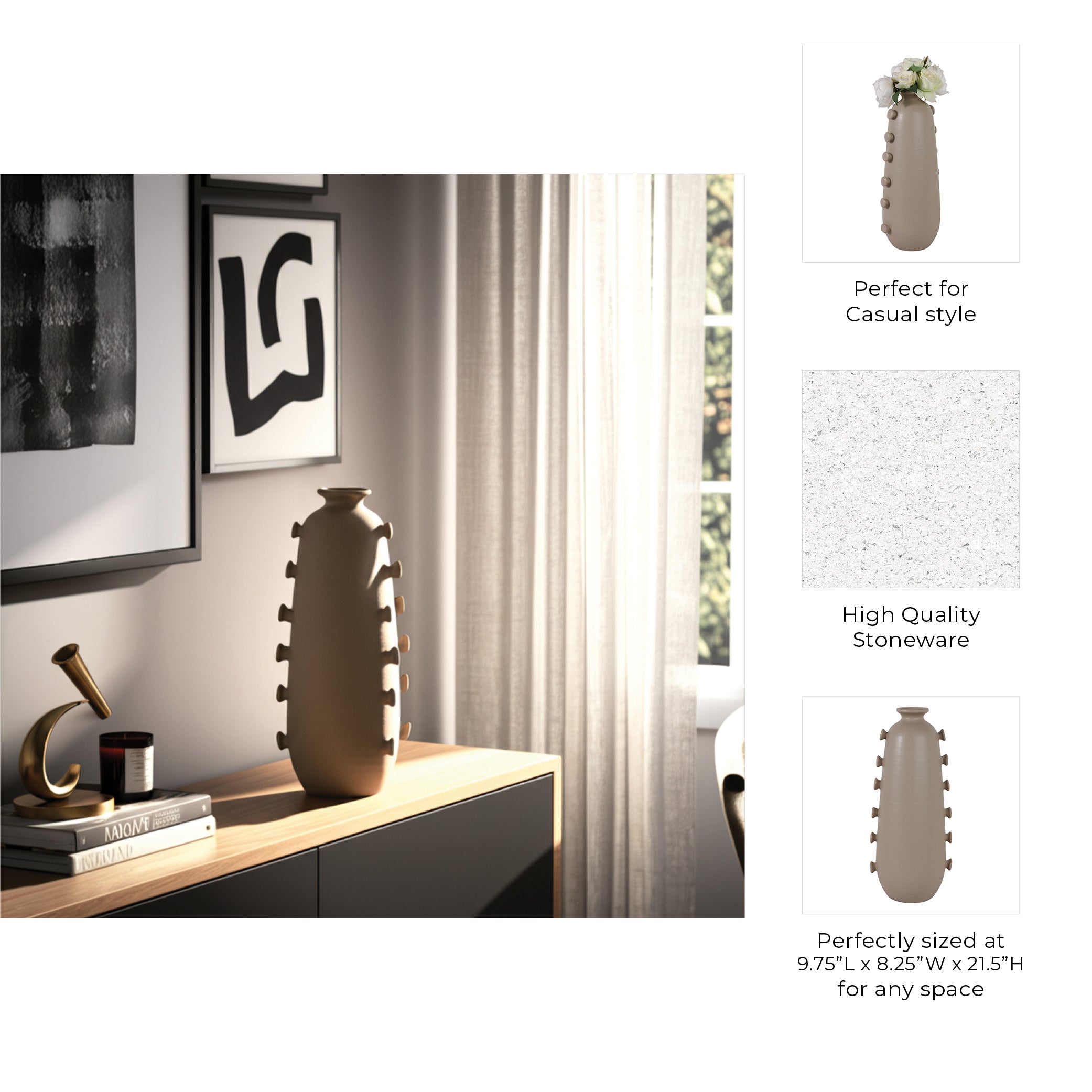 مزهرية ماريكوبا باللون البني الفاتح Maricopa Tan Vase