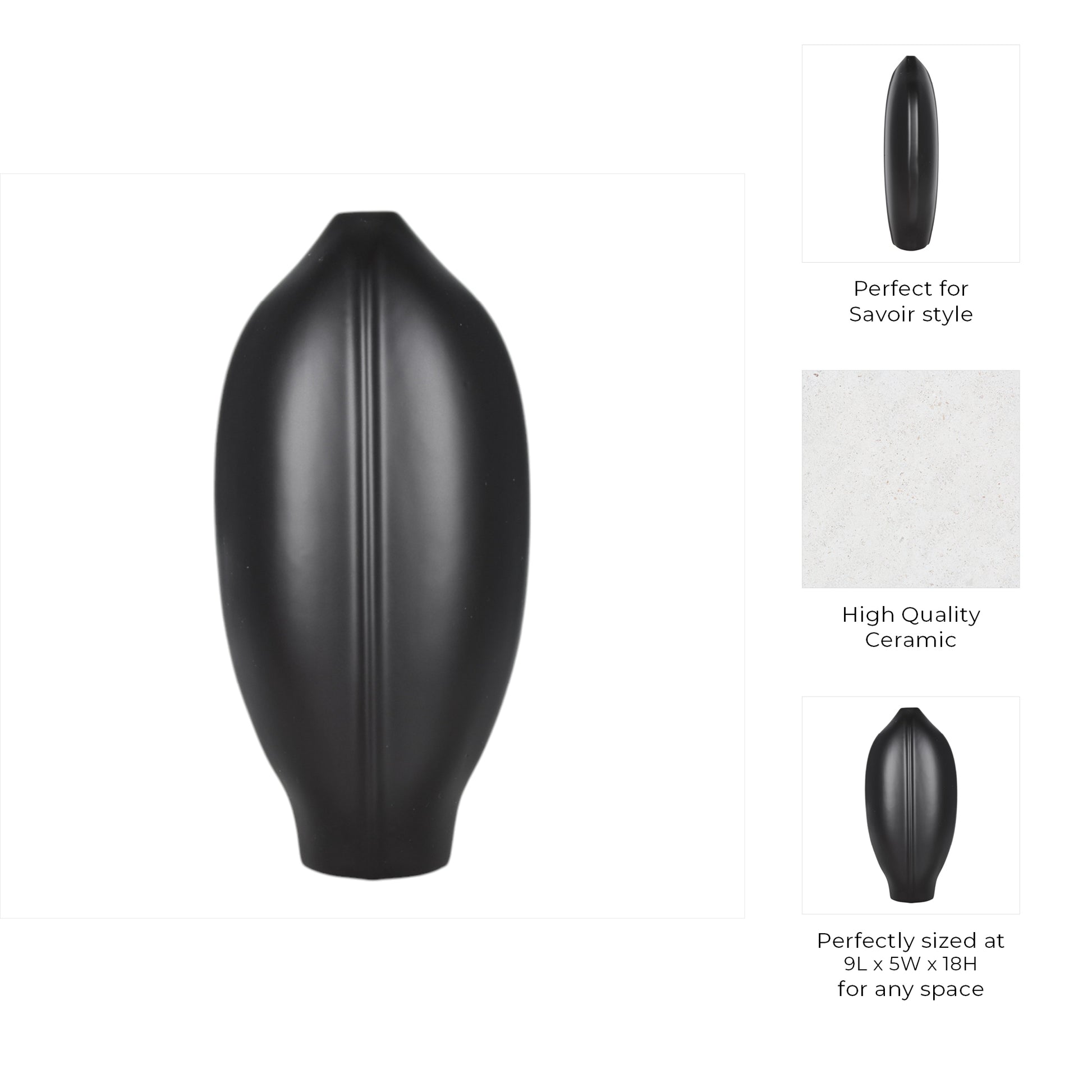 مزهرية بولتن السوداء Polten Black  Vase