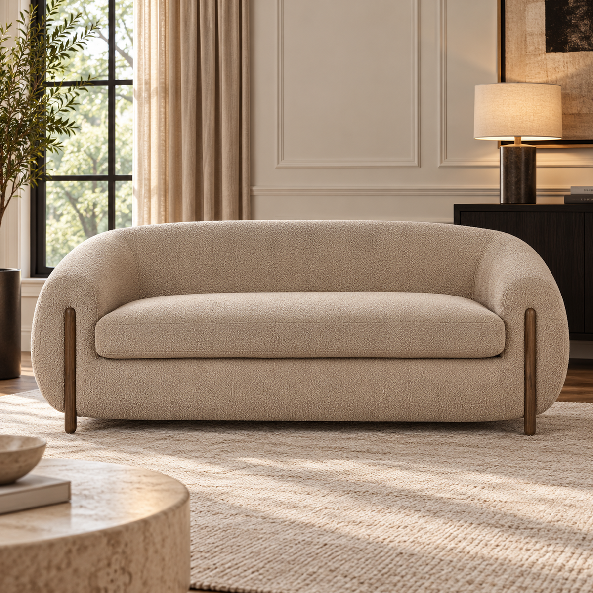 Grace Camel Boucle Loveseat (188cm)