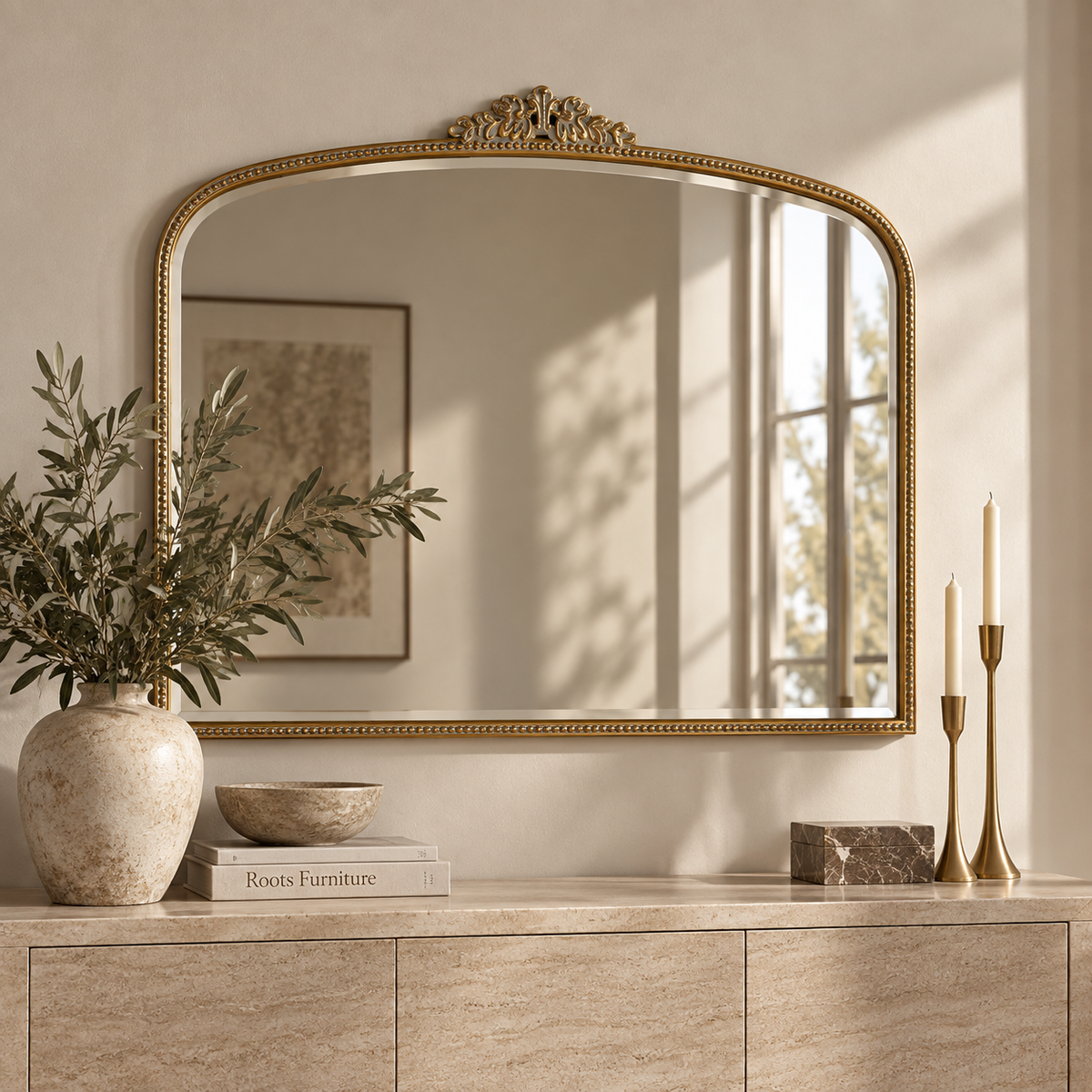 Bevel mirror, antique gold leaf finishing