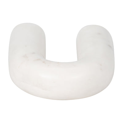 MARBLE, 6 ROUNDED HORSESHOE TABLE TOP DECO, WHITE
