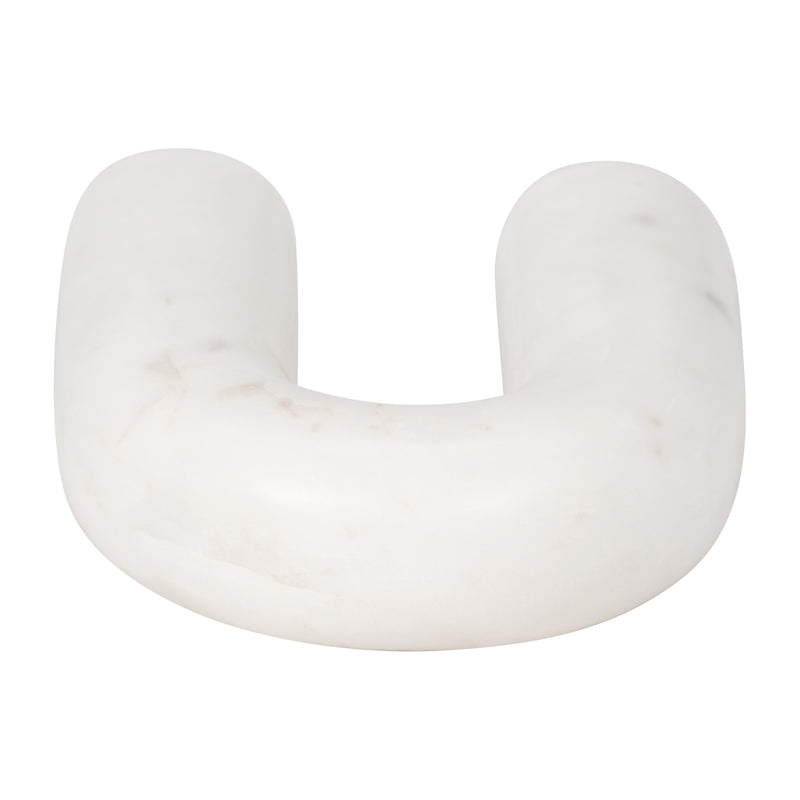MARBLE, 6 ROUNDED HORSESHOE TABLE TOP DECO, WHITE