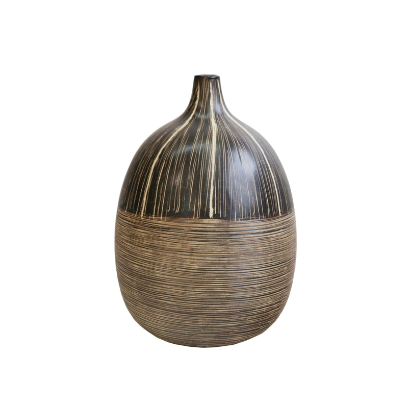 9"H TRIBAL VASE, BROWN - Al Rugaib Furniture