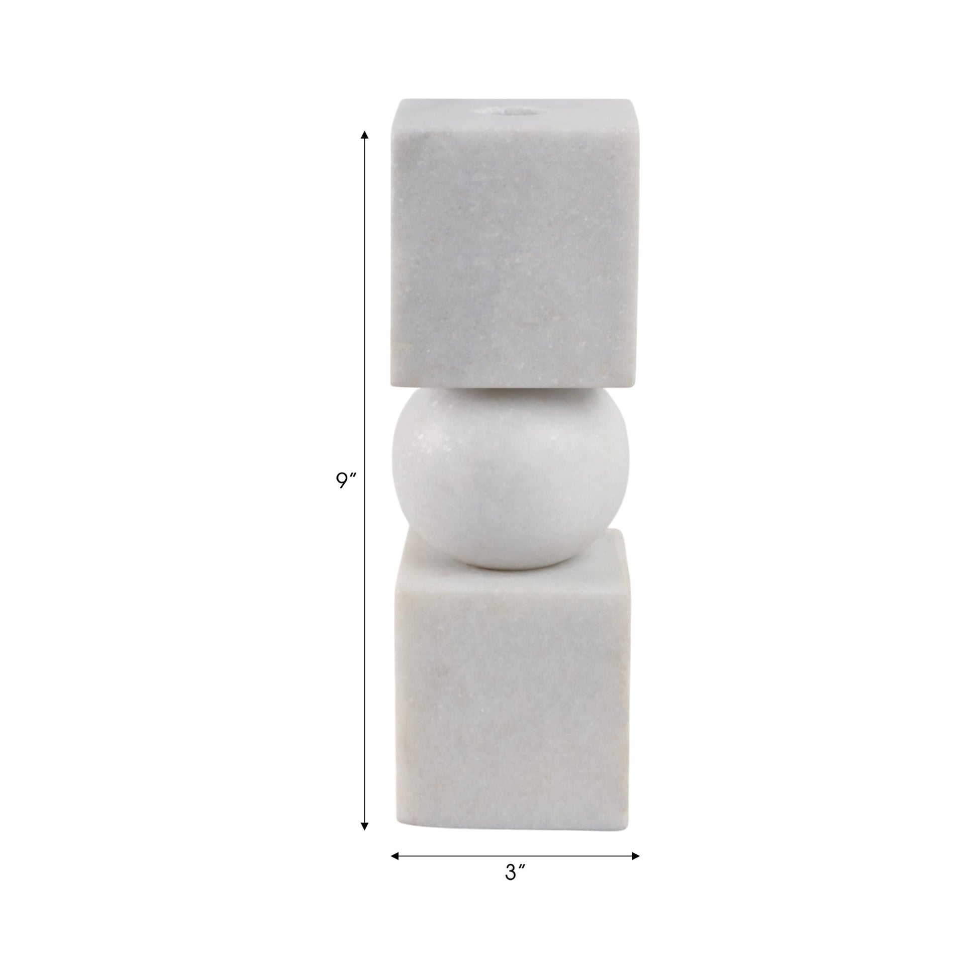 9x3" Chunky Marble Taper Holder, White Candle Holders| Sagebrook Home