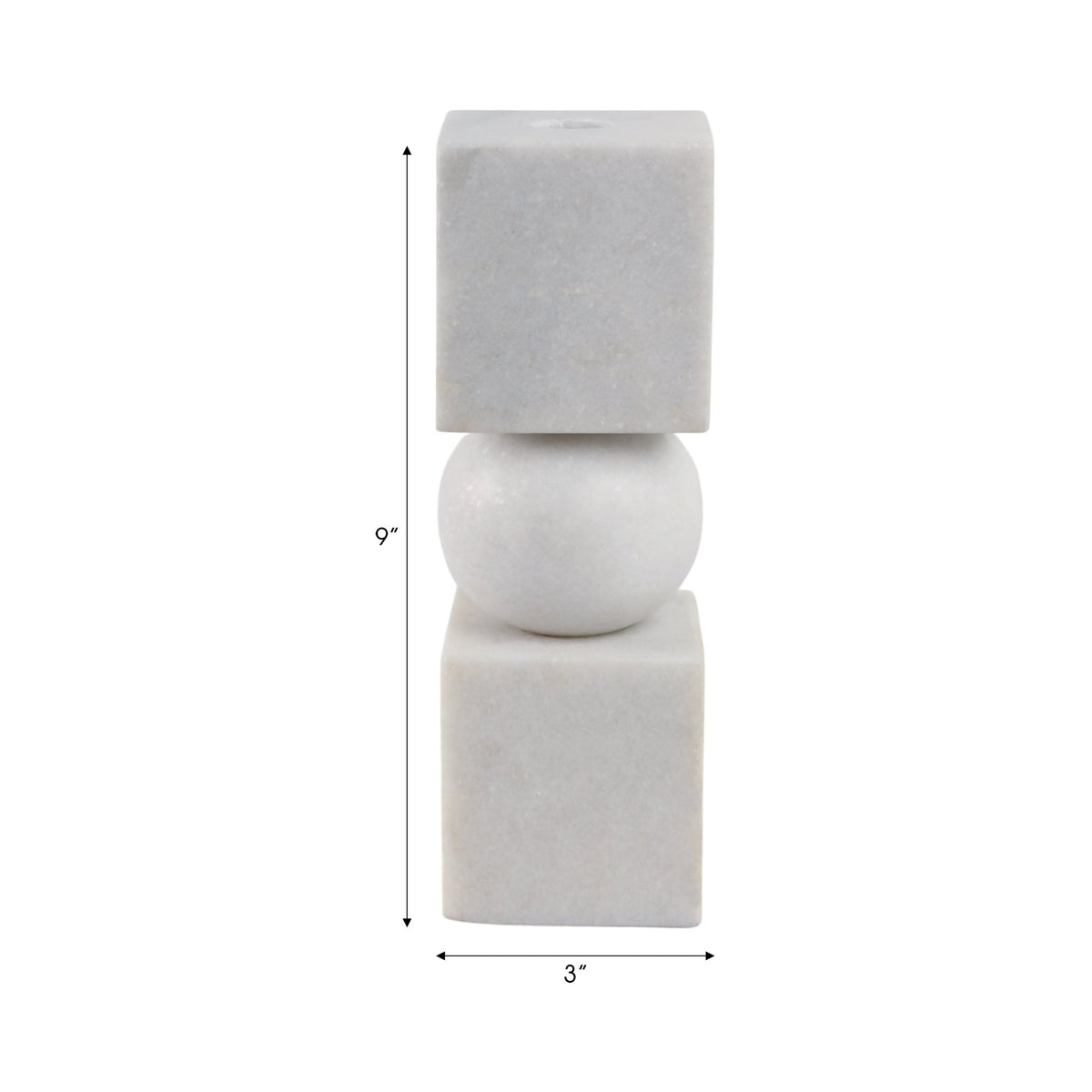 9x3" Chunky Marble Taper Holder, White Candle Holders| Sagebrook Home