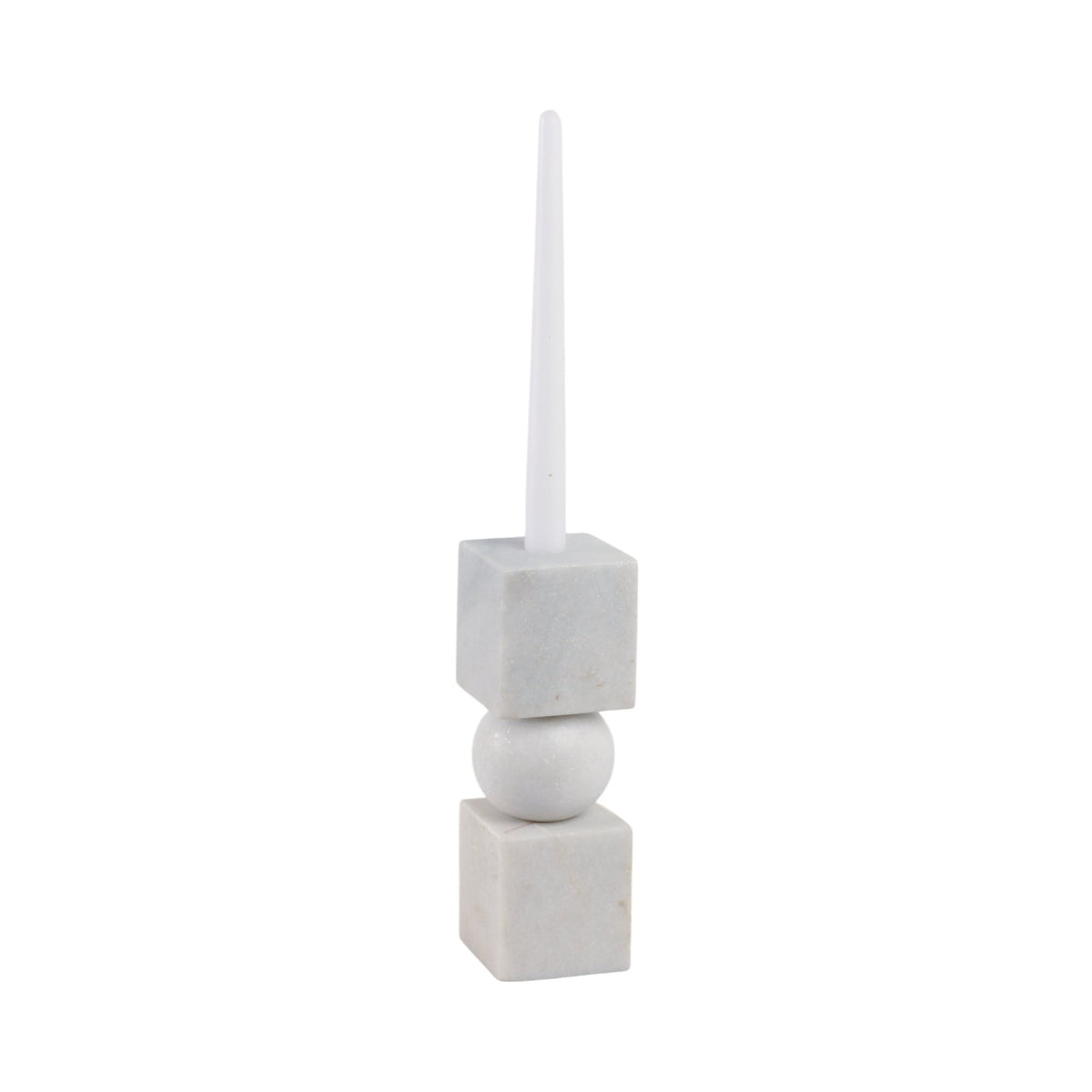 9x3" Chunky Marble Taper Holder, White Candle Holders| Sagebrook Home