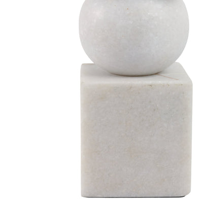 9x3" Chunky Marble Taper Holder, White - Al Rugaib Furniture