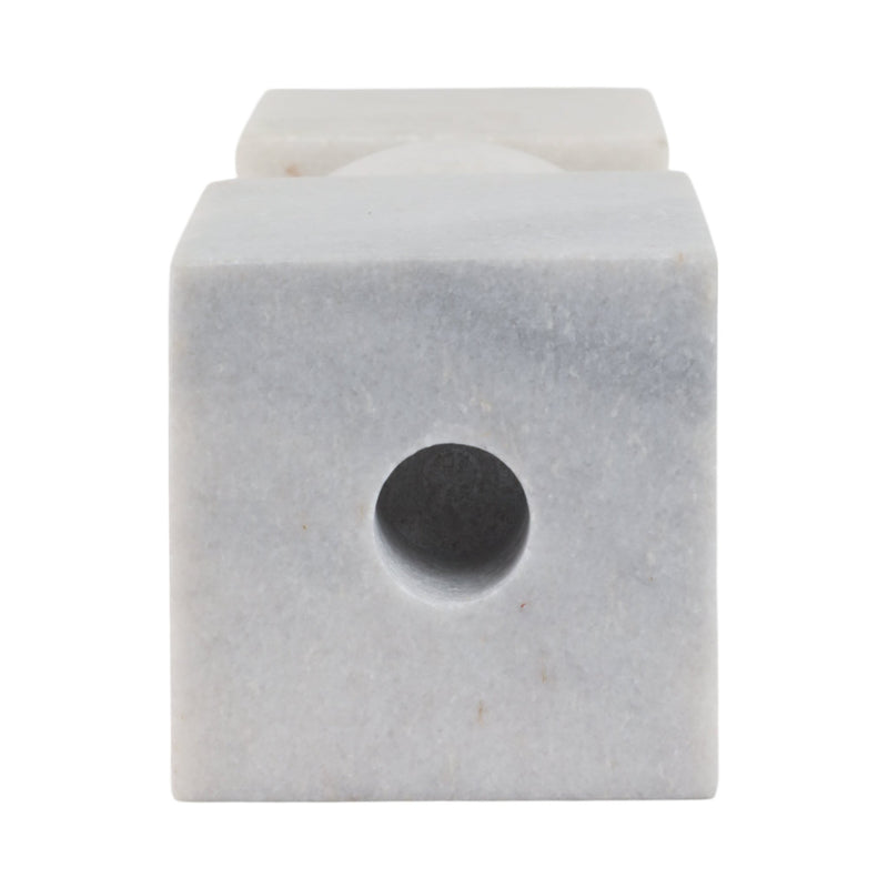 9x3" Chunky Marble Taper Holder, White - Al Rugaib Furniture