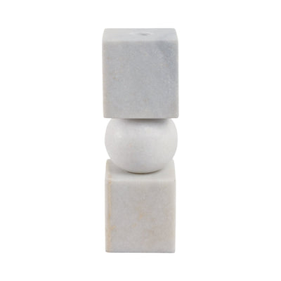 9x3" Chunky Marble Taper Holder, White - Al Rugaib Furniture