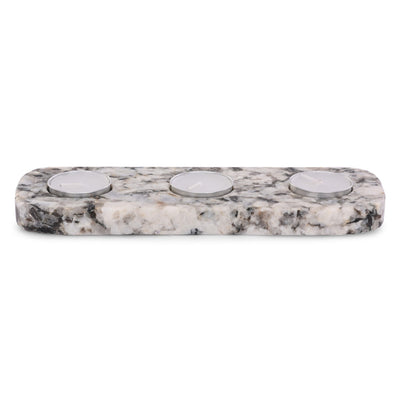 9x3" Marble 3 - tealight Holder, White/black - Al Rugaib Furniture