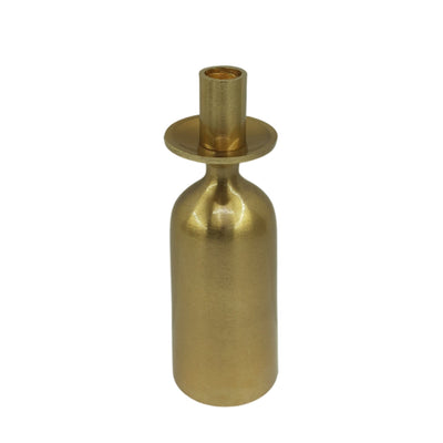 9x3" Wide Base Metal Taper Holder, Gold - Al Rugaib Furniture