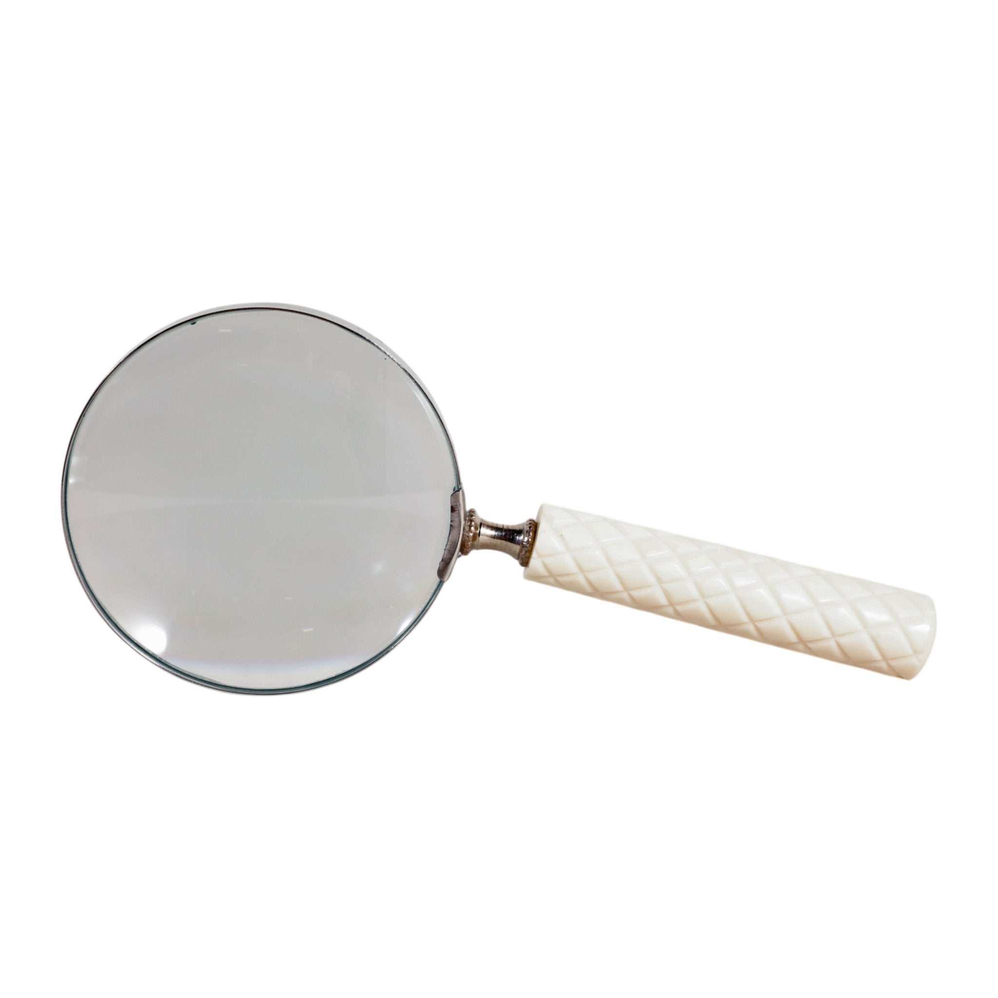 9x4" Diamond Carved Handle Magnifying Glass, Ivory Table Decors| Sagebrook Home