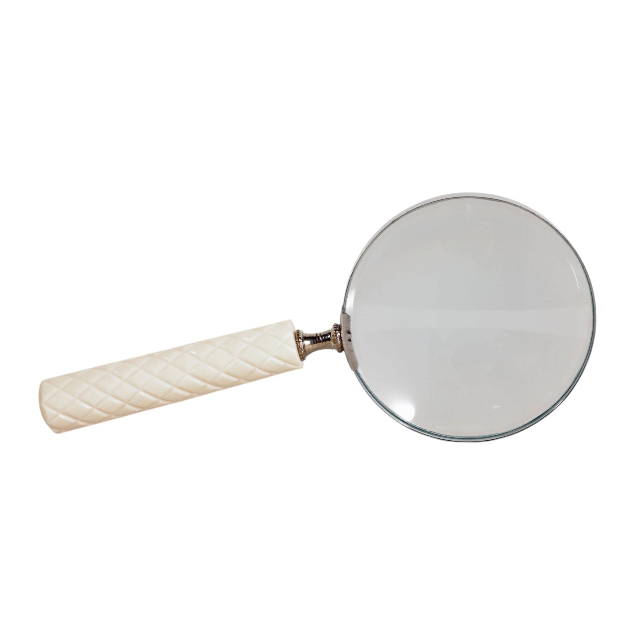 9x4" Diamond Carved Handle Magnifying Glass, Ivory Table Decors| Sagebrook Home
