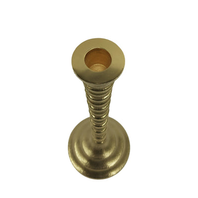 9x4" Ribbed Metal Taper Holder, Gold - Al Rugaib Furniture