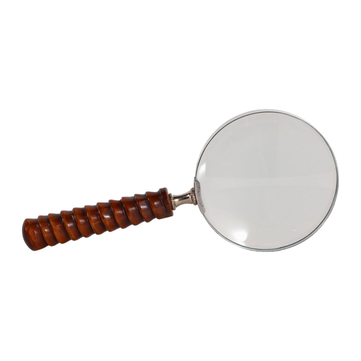 9x4" Ridged Handle Magnifying Glass, Brown Table Decors| Sagebrook Home