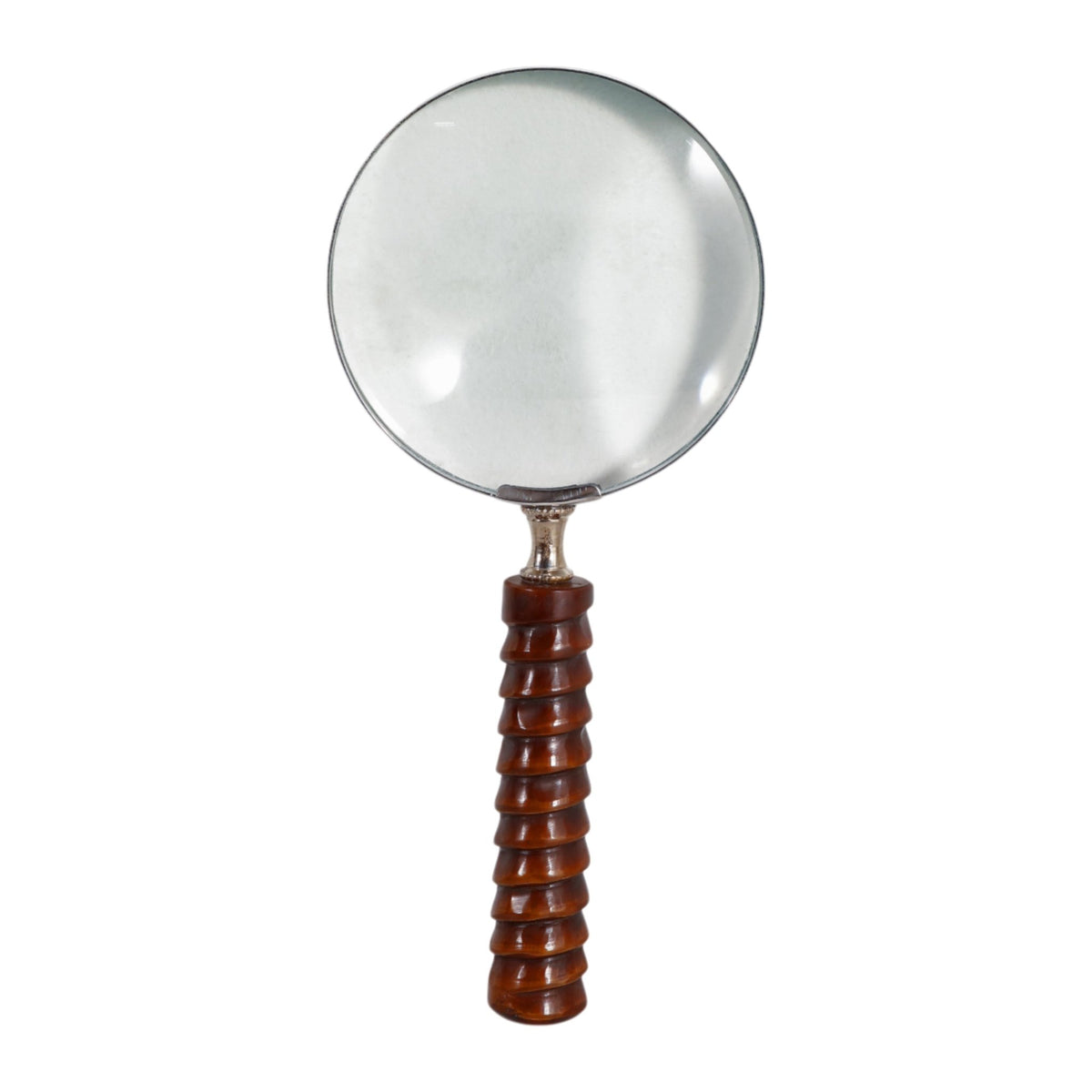 9x4" Ridged Handle Magnifying Glass, Brown Table Decors| Sagebrook Home