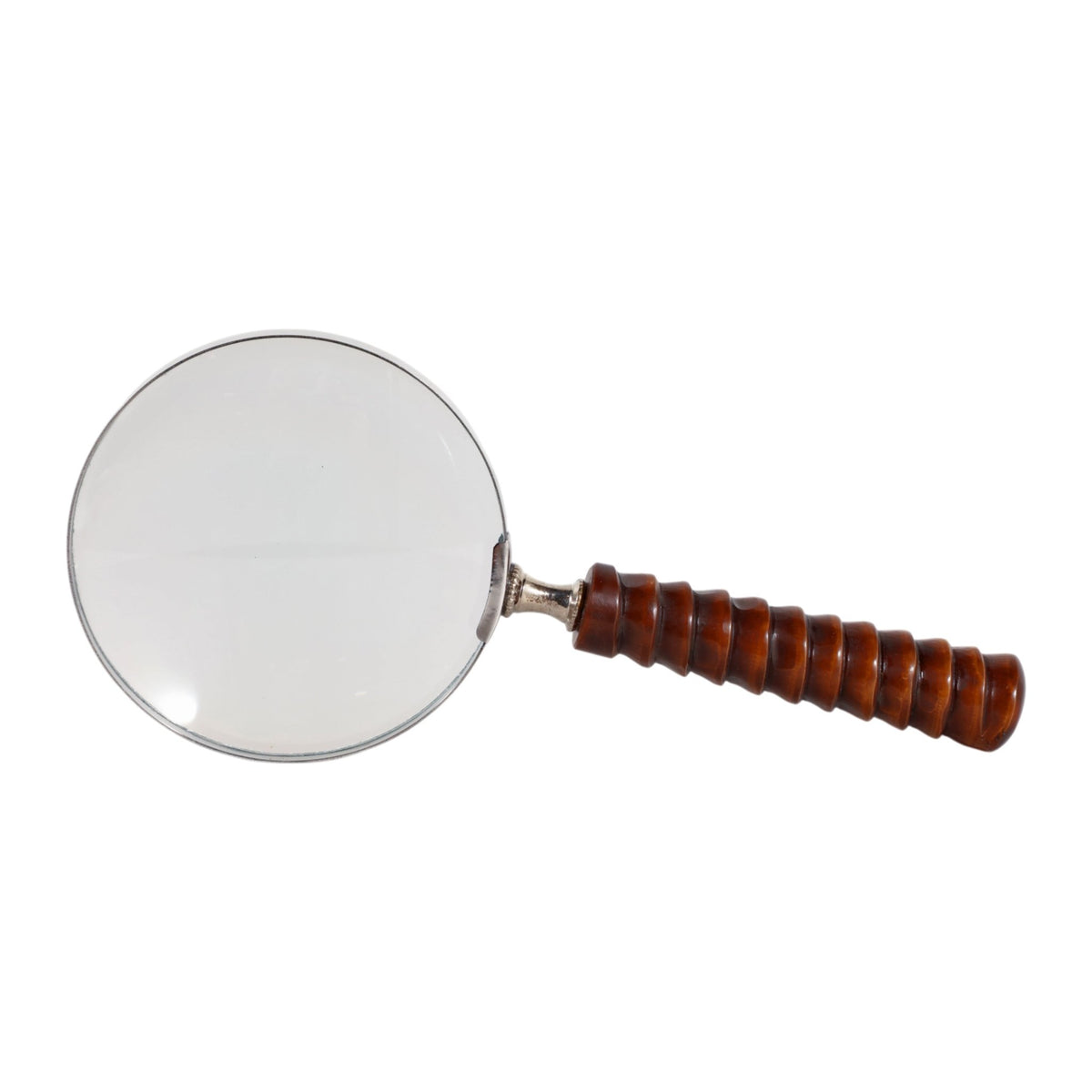 9x4" Ridged Handle Magnifying Glass, Brown Table Decors| Sagebrook Home