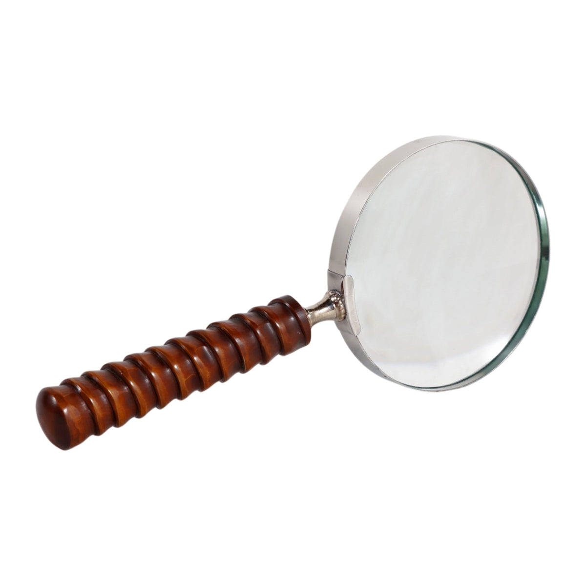 9x4" Ridged Handle Magnifying Glass, Brown Table Decors| Sagebrook Home