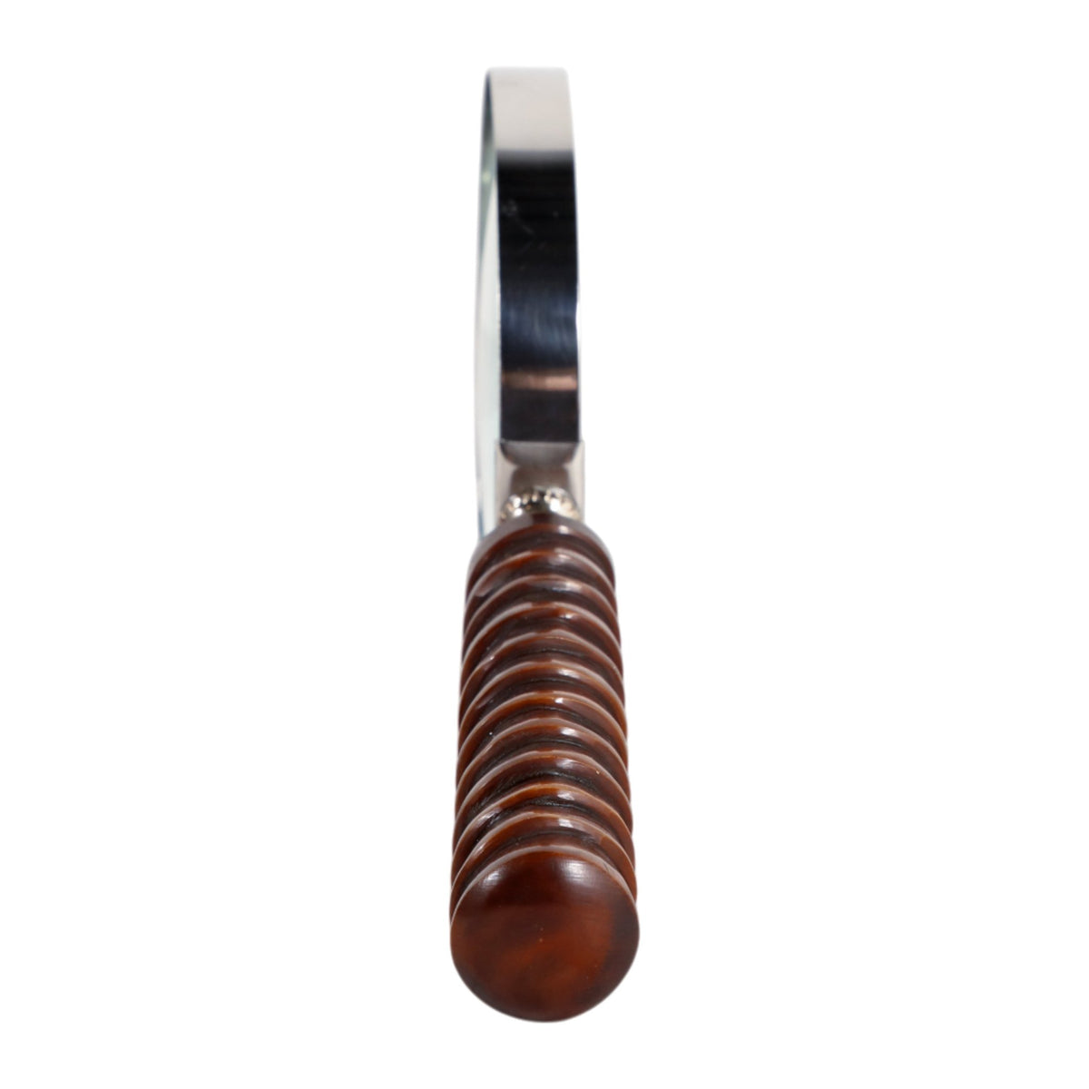 9x4" Ridged Handle Magnifying Glass, Brown Table Decors| Sagebrook Home