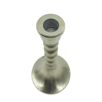 9x4" Stacked Ball Metal Taper Holder, Silver - Al Rugaib Furniture