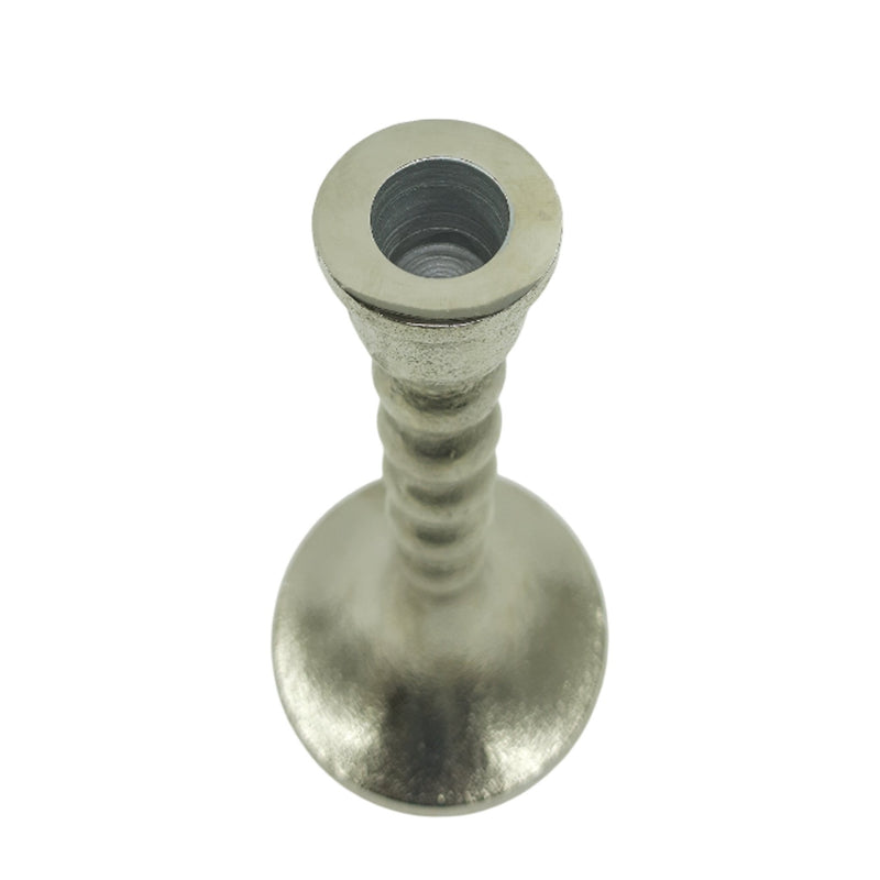 9x4" Stacked Ball Metal Taper Holder, Silver - Al Rugaib Furniture