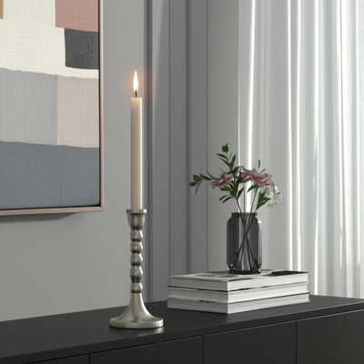 9x4" Stacked Ball Metal Taper Holder, Silver - Al Rugaib Furniture