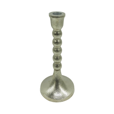 9x4" Stacked Ball Metal Taper Holder, Silver - Al Rugaib Furniture