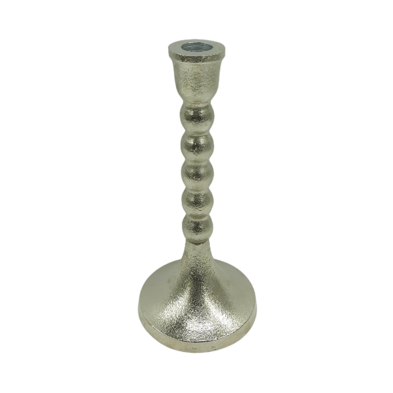 9x4" Stacked Ball Metal Taper Holder, Silver - Al Rugaib Furniture