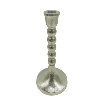 9x4" Stacked Ball Metal Taper Holder, Silver - Al Rugaib Furniture