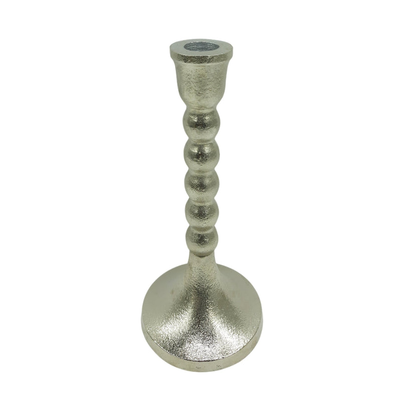 9x4" Stacked Ball Metal Taper Holder, Silver - Al Rugaib Furniture