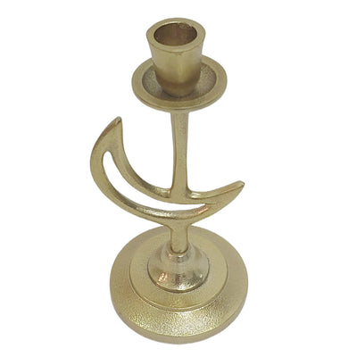 9x5" Crescent Moon Taper Holder, Gold - Al Rugaib Furniture