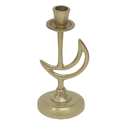 9x5" Crescent Moon Taper Holder, Gold - Al Rugaib Furniture