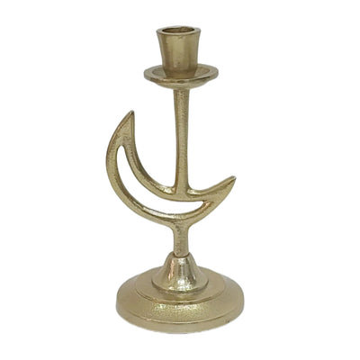 9x5" Crescent Moon Taper Holder, Gold - Al Rugaib Furniture