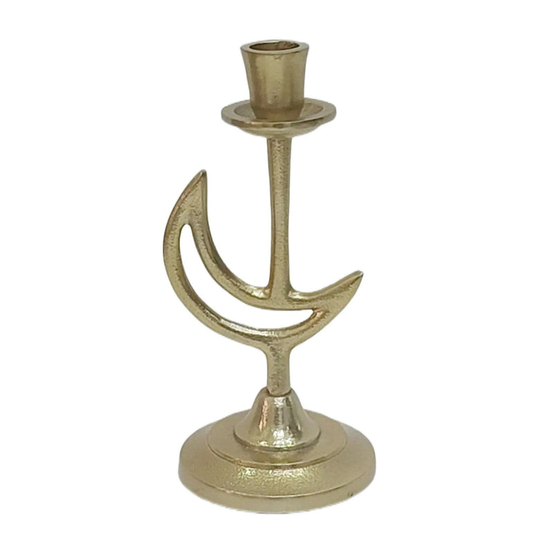 9x5" Crescent Moon Taper Holder, Gold - Al Rugaib Furniture