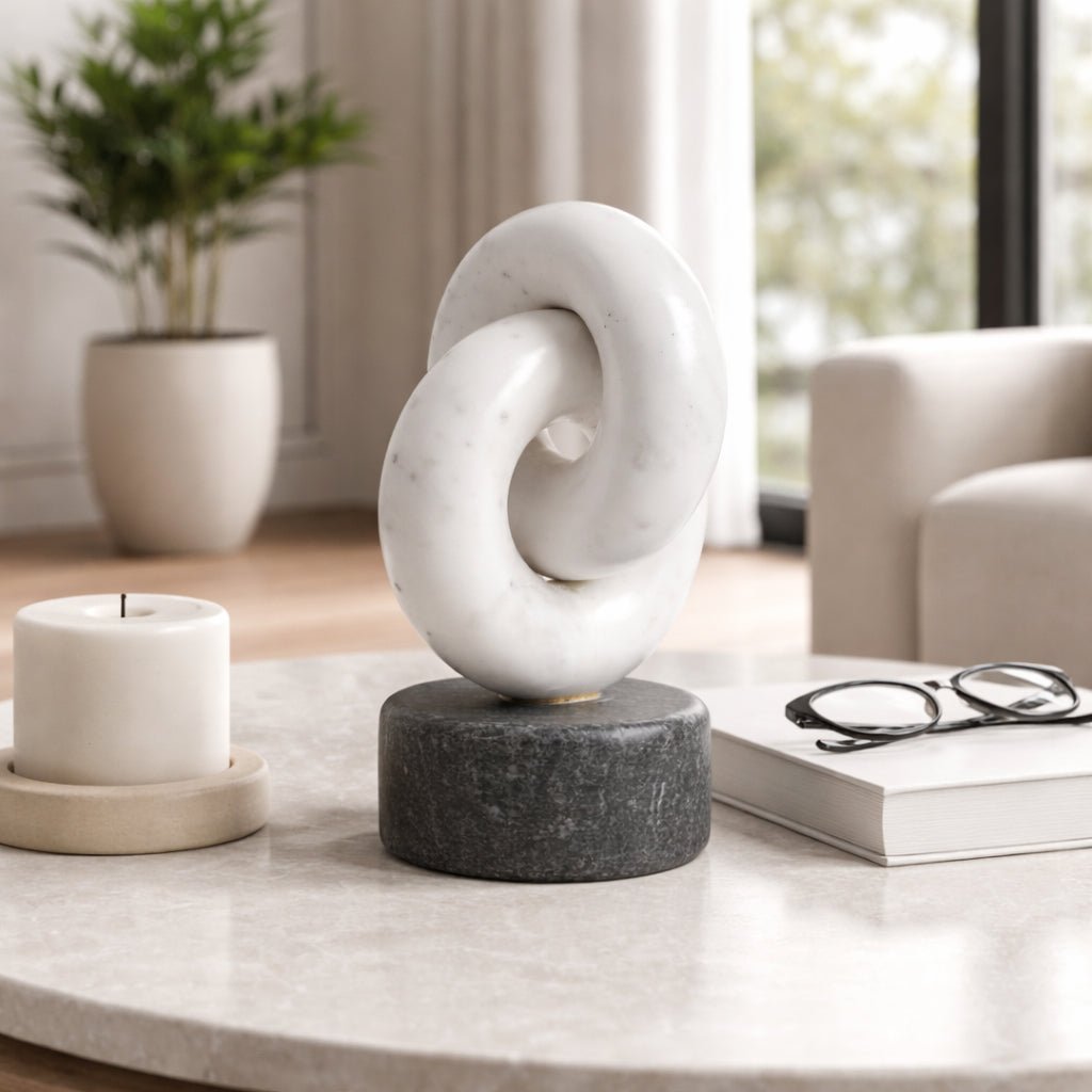 9x5" Marble Link Sculpture, White/gray Table Decors| Sagebrook Home