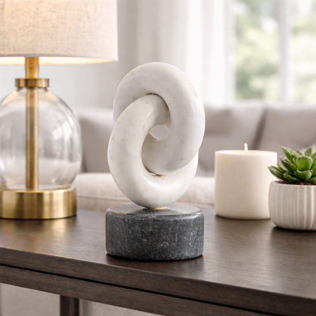 9x5" Marble Link Sculpture, White/gray Table Decors| Sagebrook Home