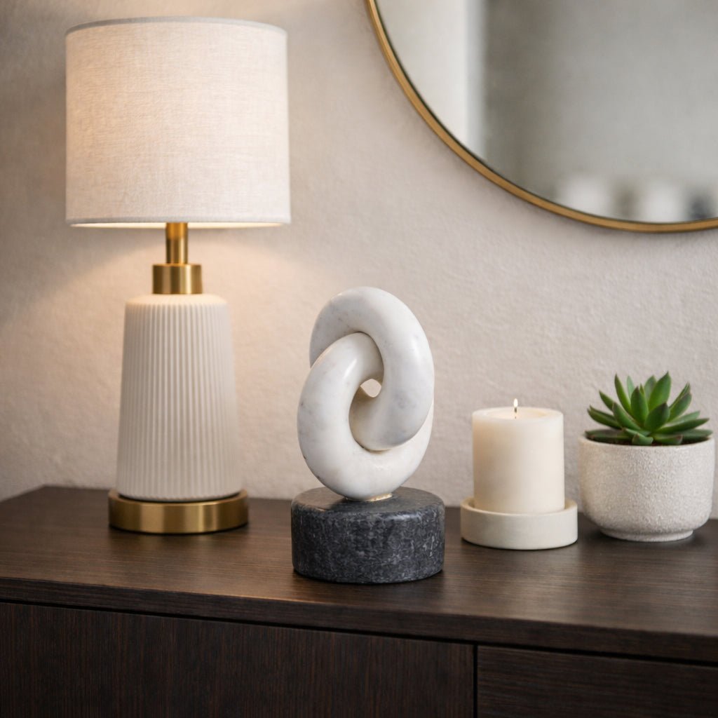 9x5" Marble Link Sculpture, White/gray Table Decors| Sagebrook Home