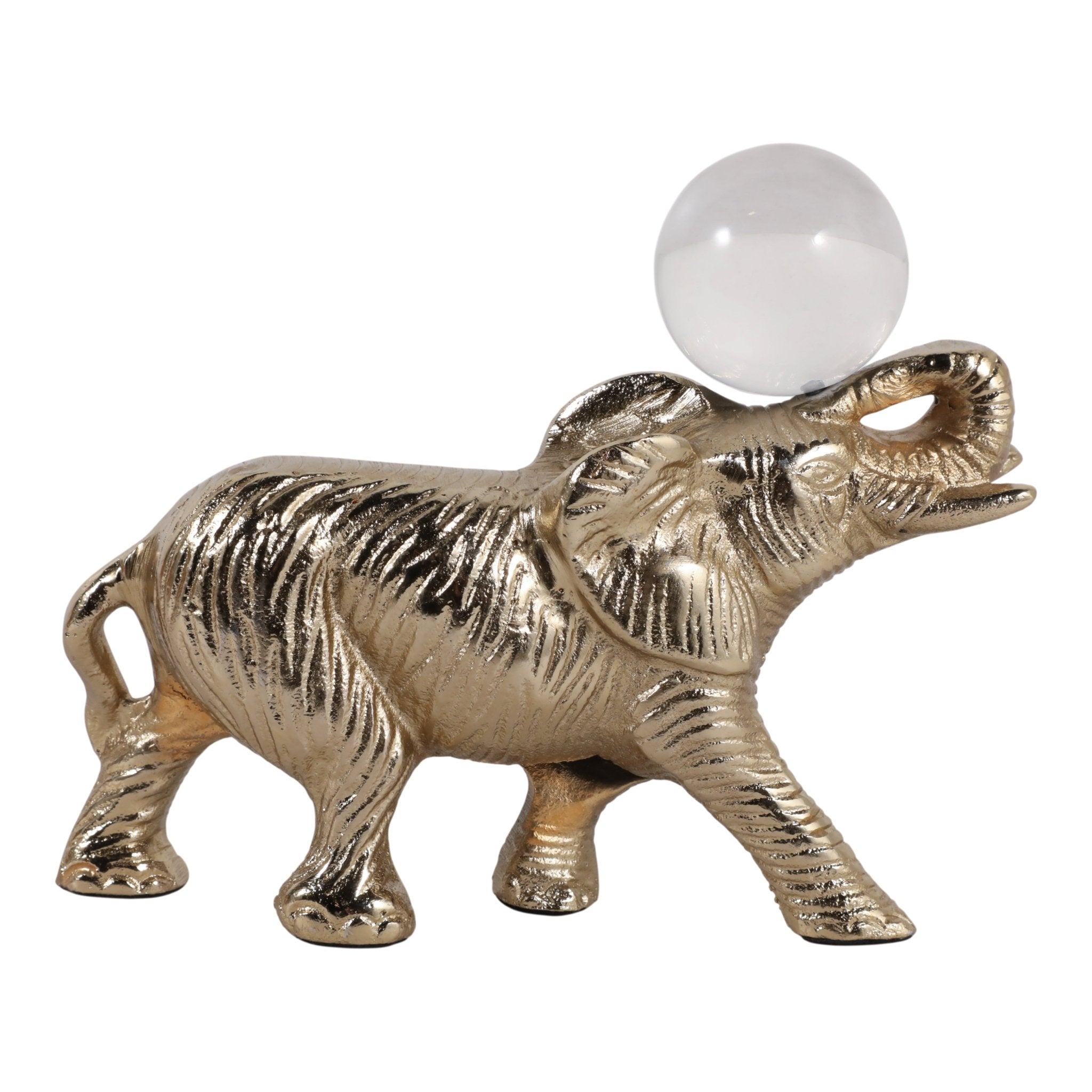 9x6" Elephant W/ Acrylic Ball, Gold Table Decors| Sagebrook Home