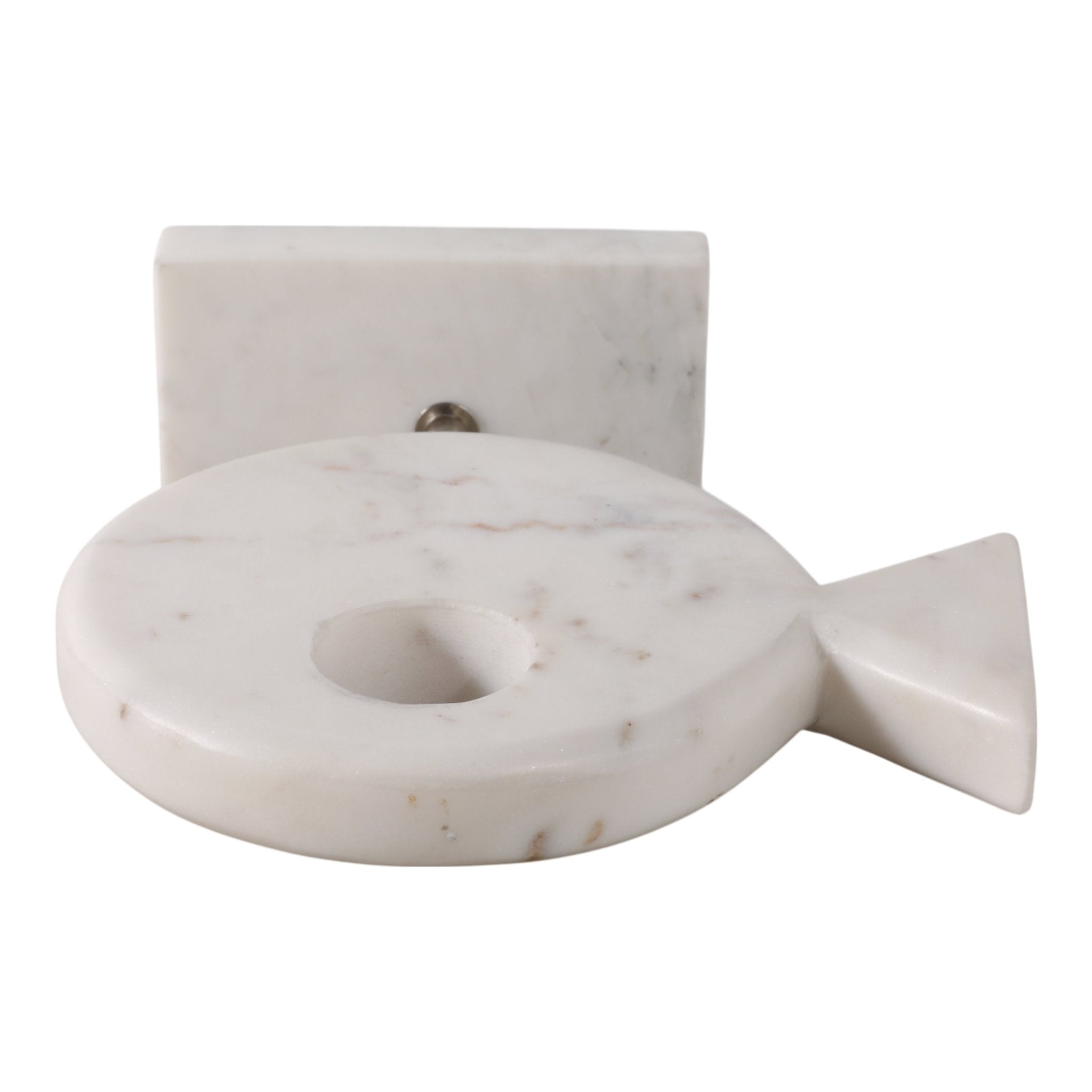 9x9" Marble Fish On Stand, White Table Decors| Sagebrook Home