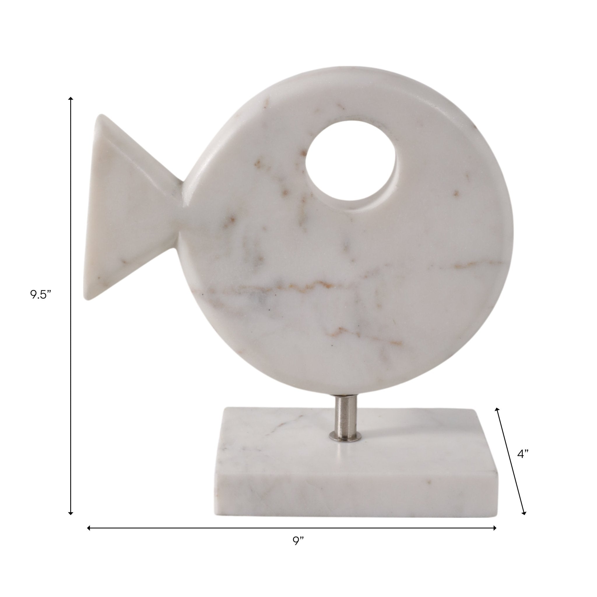 9x9" Marble Fish On Stand, White Table Decors| Sagebrook Home