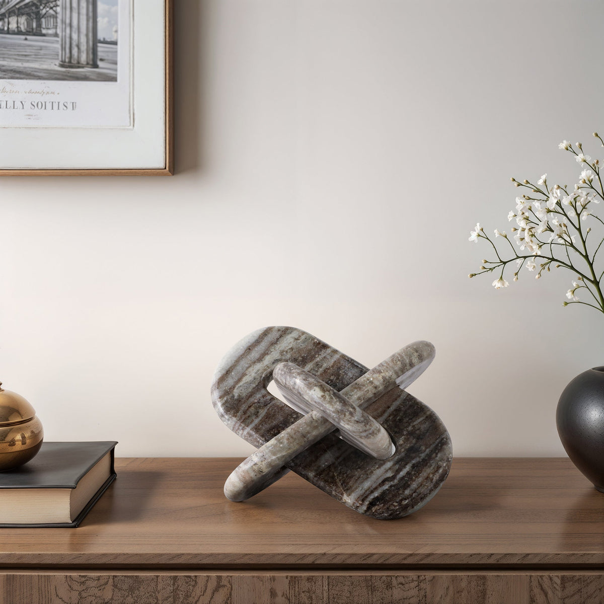 9X9" ROUNDED MARBLE KNOT, GREY Table Decors| Sagebrook Home