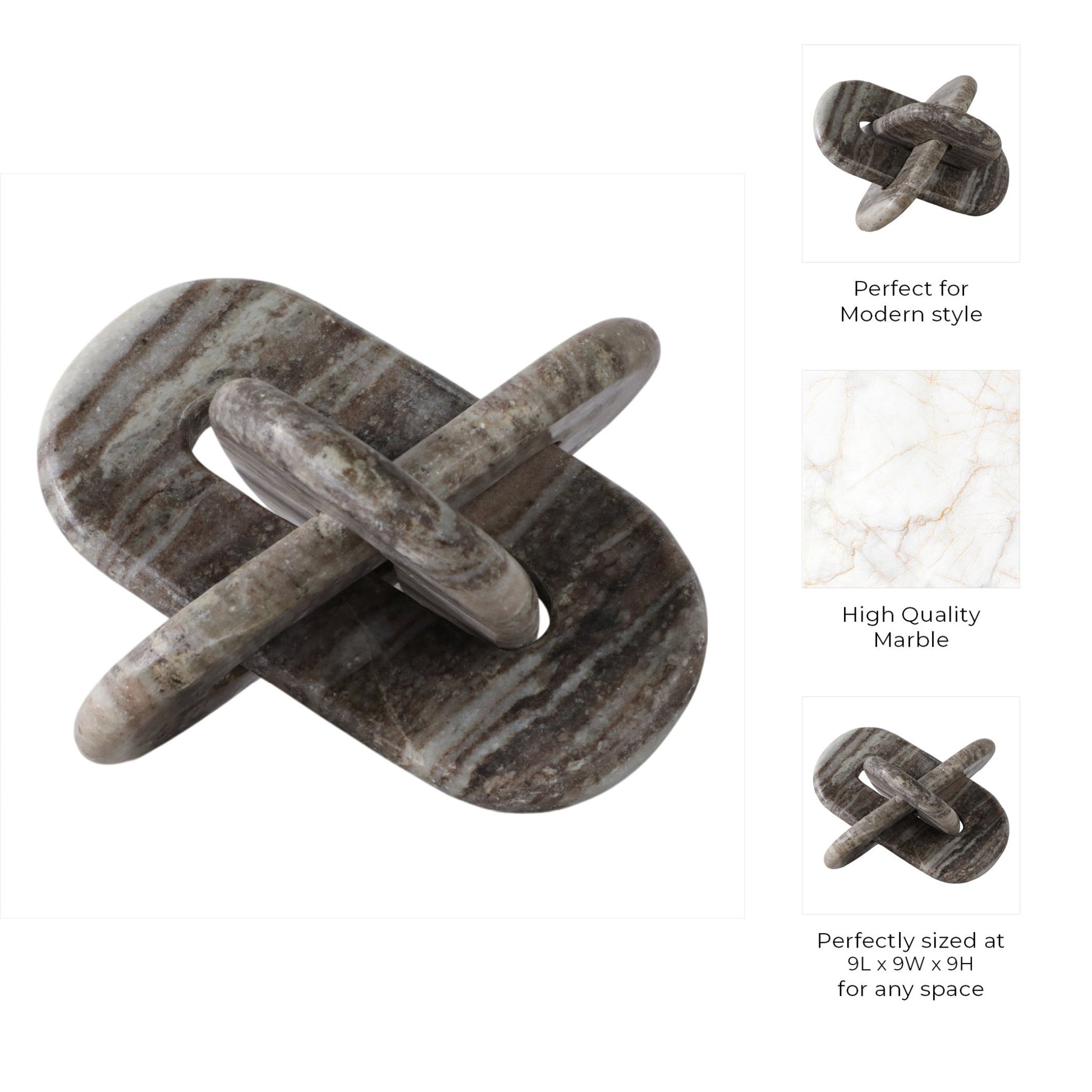 9X9" ROUNDED MARBLE KNOT, GREY Table Decors| Sagebrook Home