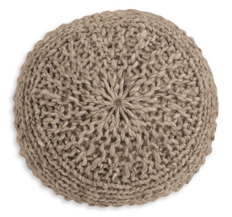 بوف منسوج دائري بلون البيج