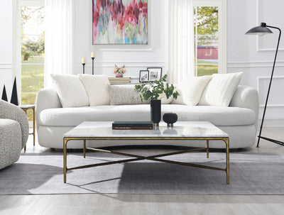 Square Gold Coffee Table with Marble Top