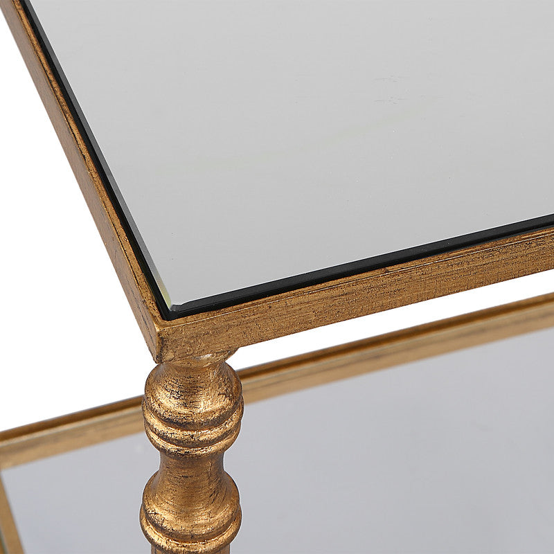 Henzler 33 W x 63 H x 33 D Silver Square Accent Table with Mirror Top